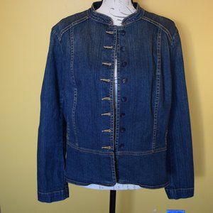 a.n.a Button down Jean Jacket Mandarin collar Large